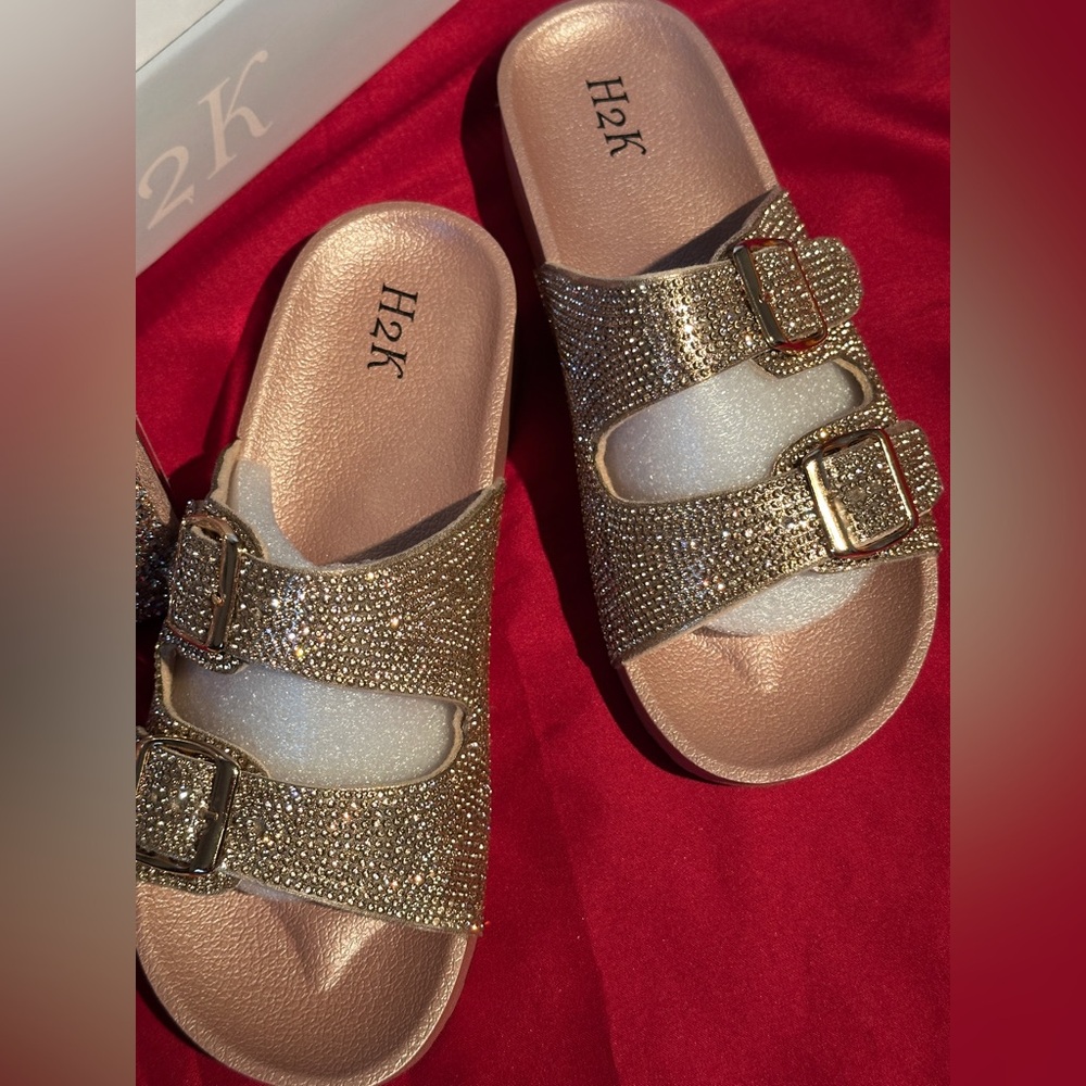 New BLING Rose Gold Slides, Clutch Purse & Jewelry Rtl. $85